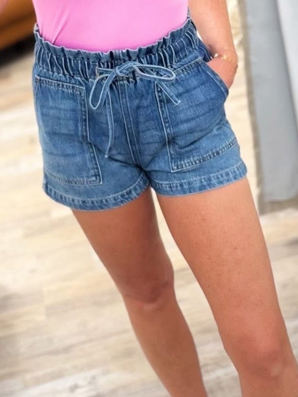 KanCan Blue Denim Drawstring Shorts
